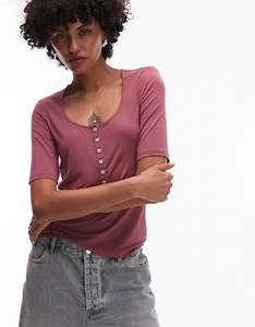 & Other Stories - Top serafino in jersey a coste color bordeaux mora | ASOS