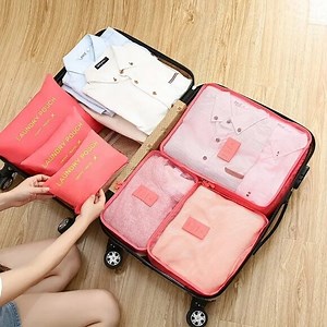 Travel Passions - Orange 6pcs Travel Luggage Packing Cubes