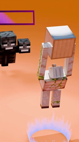 Iron golem vs wither boss battle satisfying Minecraft 3D cloth and fluid simulations!