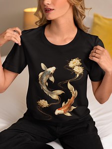 Koi Fish T-shirt, Japanese Koi Graphic Tee, Retro Japanese Art Shirt, Black T-shirt, Asian Graphic Tee, Japanese Style Shirt - Etsy Canada