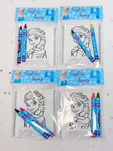 Personalized Frozen Party Favors, Frozen Coloring Sheets & Crayons, Frozen Party Favors, Frozen Favor Bags, Elsa Party Decor. - Etsy