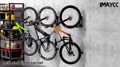 IMAYCC Swivel Bike Wall Mount, No Lift Bike Rack, Holds Up to 88 lbs, Black, 26"D x 5.3"W x 5.3"H