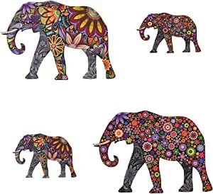 Colorful Elephant Wall Art Decal Large Mandala Flower Pattern Wall Sticker 23x13inch Removable Vinyl Decor for Home Office Nursery