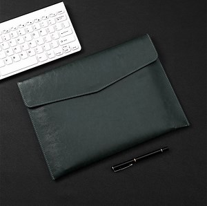 [Hot Item] Green PU Leather A4 File Folder Document Holder Waterproof Portfolio Envelope Folder Case with Snap Closure