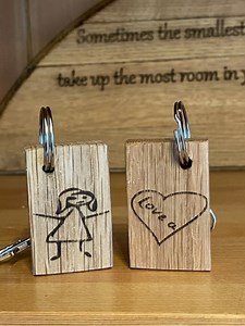 Personalised Keyring With Oak Key Fob - Etsy UK