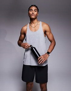 4505 Icon cotton stringer tank top with quick dry finish in heather gray | ASOS