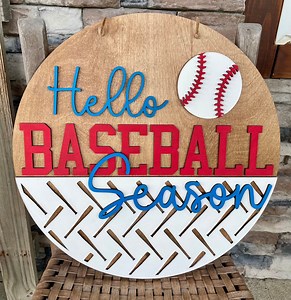 Large Baseball Wood Door Hanger, Spring Decor, Red White Blue Mantel Decor, Baseball Welcome Sign, 3D Front Door Sign - Etsy