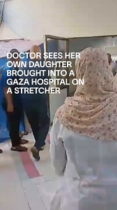 As Palestine doctor Ghada Abu Eida was treating hundreds of patients injured by an Israeli air strike on a refugee camp in Gaza, she let out a harrowing scream after she saw her daughter being rushed into the Indonesia Hospital in a stretcher. Video shows her frantically shouting and chasing her down as hospital staff attempted to calm her down. This comes a day after Israel confirmed it struck the Jabalia refugee camp to target a Hamas commander. According to the United Nations, over 115,000 Pa
