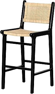 South Shore Balka Rattan Stool Rattan and Black, Bohemian Harmony
