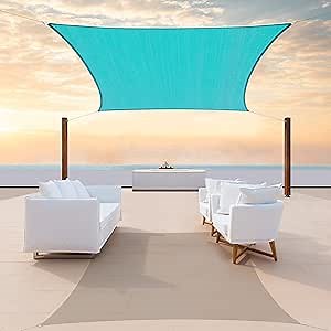 Colourtree 12' x 18' Turquoise Rectangle Sun Shade Sail CTAPS1414 Canopy Fabric Cloth Screen, Water Permeable & UV Block UPF50, Heavy Duty, Carport Patio Outdoor - (We Customize Size)