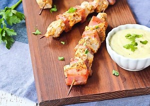Easy Chicken Cordon Bleu Kabobs with Swiss Cheese Dip Recipe - Rachel Cooks®
