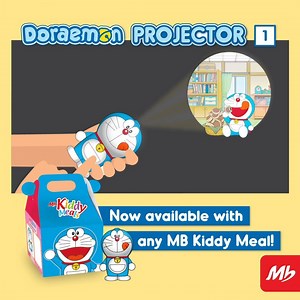 An an an! Doraemon is back to provide you with something exciting. Get your hands on a Doraemon Projector that comes FREE with every MB Kiddy Meal! Collect them all while stocks last at Marrybrown! #Marrybrown #MarrybrownMY #SomethingDifferent #MBxDoraemon #Doraemon #MBKiddyMeal | Marrybrown