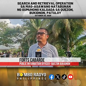 1.5K views · 11 reactions | Patuloy ang ginagawang search and retrieval operations para sa mag-asawang naiulat na sakay ng isang motorela na nahulog at natabunan ng lupa nang maganap ang landslide at pagkasira ng Bukidnon–Davao Road sa Overview, Sitio Kipolot, Brgy. Palacapao, Quezon, Bukidnon | BOMBO RADYO PHILIPPINES | Facebook