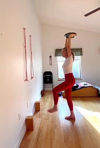 3.4K views · 170 reactions | You don't need weights to practice. * Beginners: take hands on hips. * Adv. Beginners: take hands overhead. * Intermediate: use a block overhead Researchers have found balance begins to decline in midlife, starting at about age 50. You can regain your balance. Find a practice that works for you! | Essentialyoga Studio | Facebook