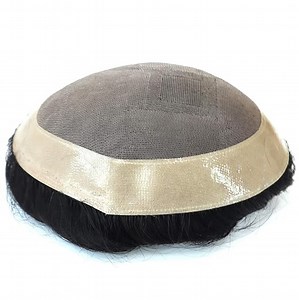 [Hot Item] Hot Sale Men's Toupee Male Wig Hair Patch Australia Style French Lace Poly Perimeter Indian Body Wave Hair Replacement System