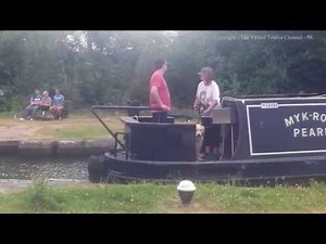 Grand Union Canal Barge Going Through Locks near Hemel Hempstead Hertfordshire 2