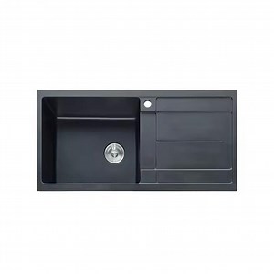 [Hot Item] Premium Black Composite Quartz Topmount Kitchen Sink for Modern Homes Granite Tank