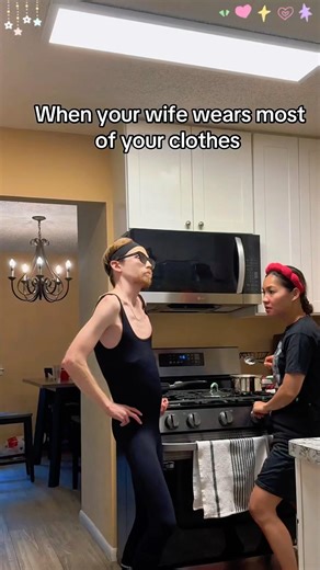 Wearing my wife's clothessince she won'tletmyclothes be #couple #prank #funnyvideos #husbandwife
