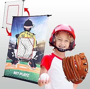 Baseball Pitching Net Practice Net, Baseball Gift Set for Kids Teens & Children | Pitch Target Panel + Pitchback Rebounder 2in1 Quick Setup