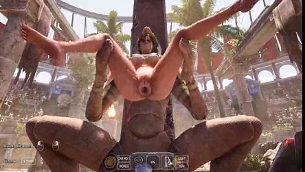 Die antike Statue ist erwacht und hämmert nun rhythmisch in alle Löcher von Lara. 3D Hentai Spiel Animation