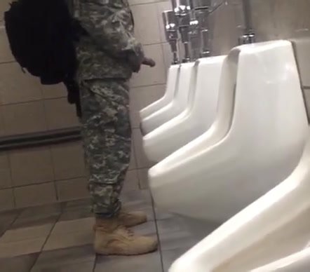 Army man urinal boner