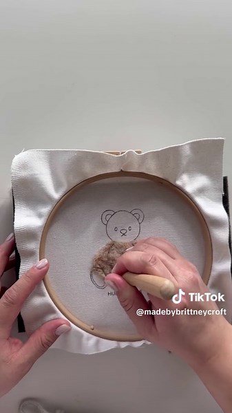 A special kind of happiness needle felting this teddy bear for my little growing baby boy🧸#embroidery #nursery #damngoodstitch #embroiderylove #babyboy #needlefelting
