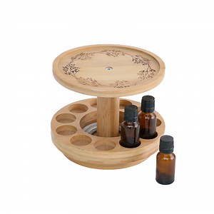 [Hot Item] High Quality Solid Wood Essential Oil Rack Wooden Rotating Essential Oil Display Rack
