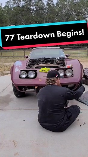 Teardown got cut short due to rain. SE Texas weather is bipolar #Corvette #restoration #chevy #cartok #carcaine #fyp