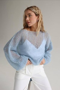 Blue Sheer Mohair Pullover for Women, Loose Oversized Boho Spring Jumper - Etsy Canada