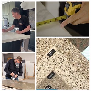 Our fabrication method keeps all the mess and stress behind the scenes so you don't have to worry about a dusty renovation. Our engineered stone is sized to your kitchen dimensions at our shop and then applied directly on top of your existing surface on install day. Easy peasy. https://www.granitetransformations.com/about-us/how-it-works/ | Granite Transformations | Facebook