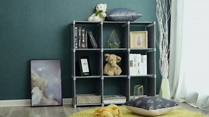 SONGMICS 9-Cube DIY Storage Shelves, Open Bookshelf, Closet Organizer Rack, Non-Woven Fabric Cabinet, Black ULSN45BK