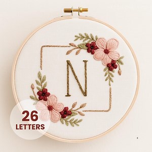 Corner Floral Frame Embroidery Pattern: Alphabet Letter Art (printable PDF) - Etsy