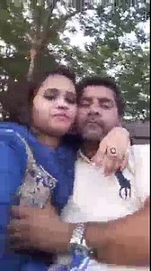 boobs press kissing in park selfi video