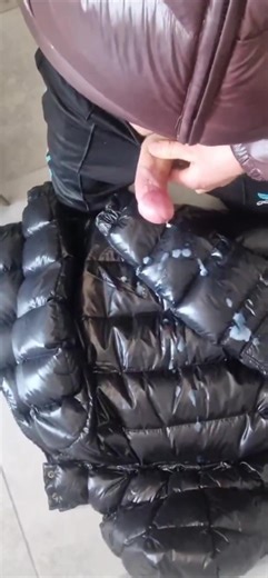 Straight dude shoots cum at moncler puffer jacket