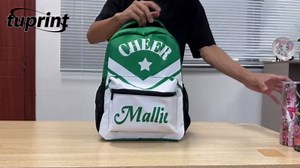 Custom Red Black Cheerleader Backpack Name Casual Bags for Sport Picnic Red Pom Cheer