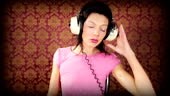 beautiful sexy disco dancer with headphones