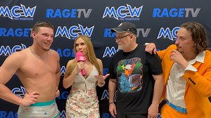 Daddy Dynamo celebrates with Miami Mike Walker and Hellfire McGuire following a successful victory over The Mecca at #dynamorunstheshow | MCW Pro Wrestling
