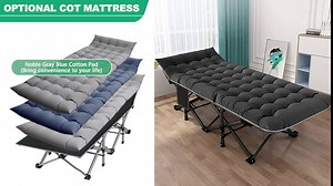 LILYPELLE Camping Cot, Portable Folding Cots for Adults, Heavy Duty Outdoor Sleeping Cot Bed with Carry Bag for Camping/Hiking/Traveling/Home/Office Nap and Beach Vacation