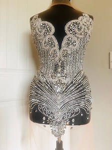 Silver Plus Size Bodice Large Applique/ Plus Size Rhinestone Bodice Applique 084 - Etsy