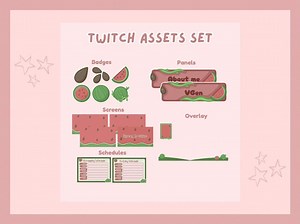 Watermelon Twitch Streamer Graphics Set, Badges, Screens, Panels - Etsy