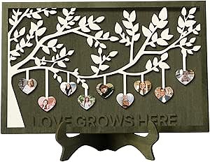 Gifts for Mom,Personalized Family Tree Sign with Custom Names Wooden Plaques Decor Engraved Family Names Desk Plaque Mothers Day Gifts (9 Names, Photo)