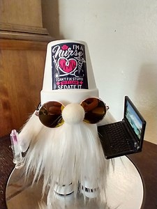 Handmade Nurse Gnome With Syringe and Laptop - Etsy