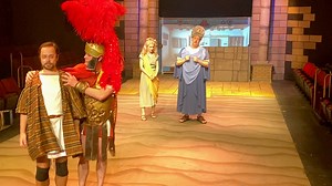 In this Preview Clip from BEN HUR, Ben Hur (Grant Thackray) greets his childhood friend Messala (Devin Ricklef) back home as his sister Tirzah (Amara Phelps) and mother Sarah (Eric Schiffer) look on with excitement. From the playwright who brought us the hilarious The 39 Steps, BEN HUR is an epic comedy of small proportions as an amateur theatre troupe of only 4 actors attempt to produce the massive tale of the fictional Jewish prince complete with chariot race, sea battle, stage combat, and act