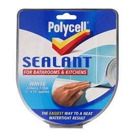 Polycell Sealant Strip For Kitchen & Bathrooms - White - 22mm