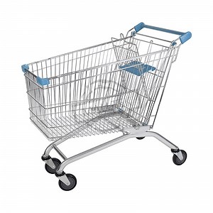 [Hot Item] Heavy Duty Wire Metal Powder Coating Supermarket Trolley with 4 Inch Wheels