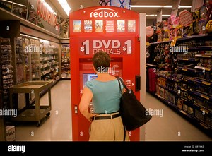 A self-service Redbox video rental kiosk is seen in a Walgreen's drug store in New York Stock Photo - Alamy