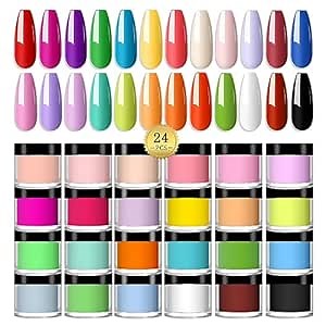 24 Colors Acrylic Powder, Colored Acrylic Powder for Nail Acrylic Powder DIY Art Design Christmas Gifts for Women and Girls