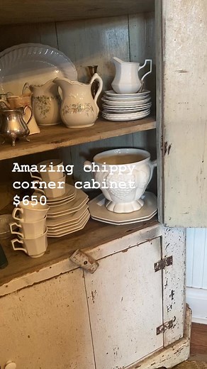 This cabinet ❤️❤️❤️ All original, primitive corner cabinet. $650 | Southern Roots: A Vintage Market Experience | Facebook
