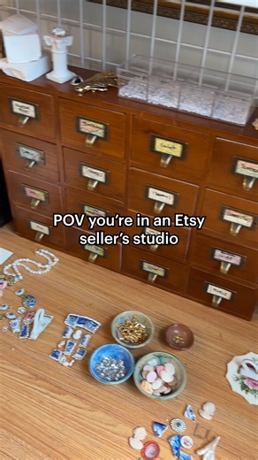 “I love that I can create new pieces out of something that might have ended up in a landfill.” Archaeologist turned jewelry maker Sandra Paccione from Etsy shop, @historytimetraveler/HistoryTimeTraveler repurposes vintage into one-of-a-kind pieces, blending historical elements, innovative materials, and modern design. Sandra transformed ceramic hands from the 1960s into sparkly wearable art, winning the Etsy Design Awards jewelry-category! https://etsy.me/3CghWCu | Etsy