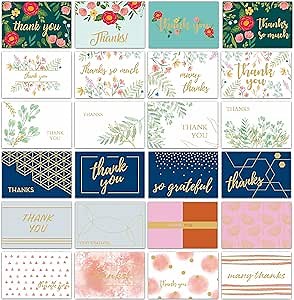 Thank You Cards with Envelopes - 24 Blank Note Cards for All Occasion, Baby Showers,wedding, birthday party